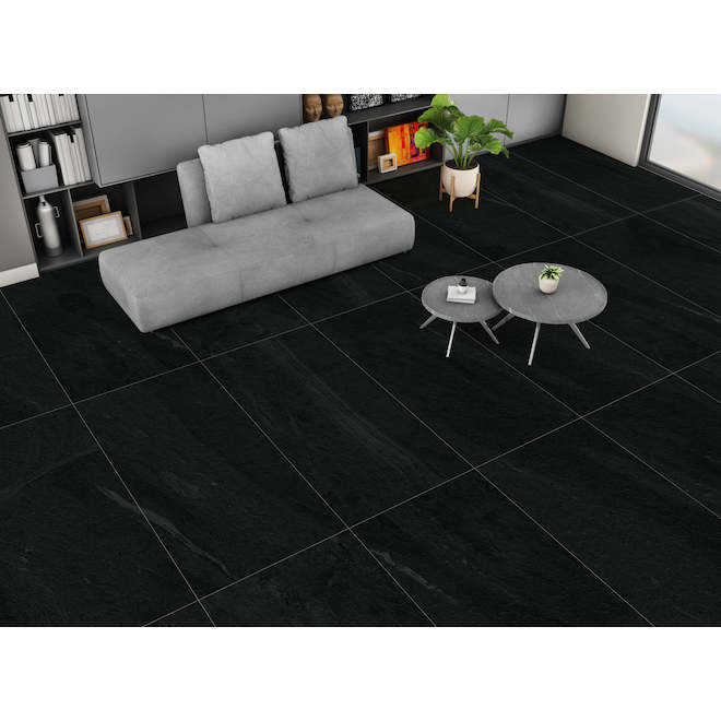 Aritz Surfaces Majesty Matte Porcelain Tiles in Black 24 x 48-in
