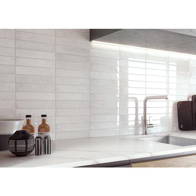 Artiz Surfaces Mosaic Tiles for Walls and Floors 2 x 10-in - Antique Pearl - Box of 40