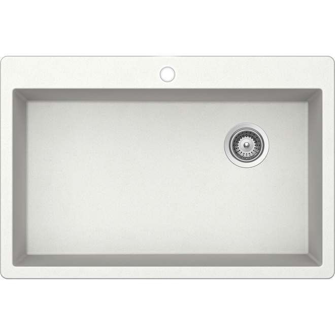 Landon & Co. Single Kitchen Sink in White Granite - 33 x 22-in