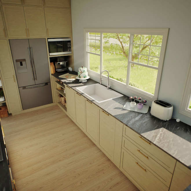 Landon & Co. Single Kitchen Sink in White Granite - 33 x 22-in