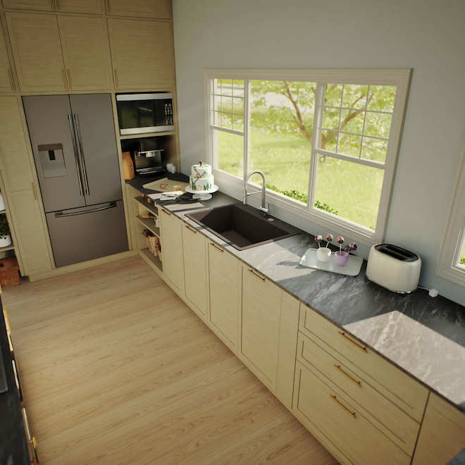 Landon & Co. Single Kitchen Sink in Black Granite - 33 x 22-in