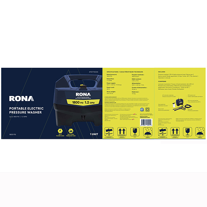 RONA 1800 PSI 1.2-GPM 3 A 120 V Compact Washer Pressure  with Accessories