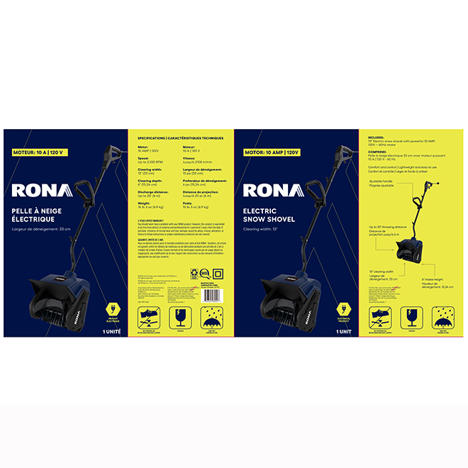 RONA Electric Shovel 13-in 10 A - Black and Blue