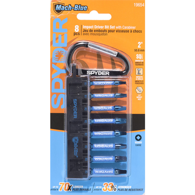 Spyder 8-Pack 2-in Steel #1/2/3 Square Impact Driver Bit Kit
