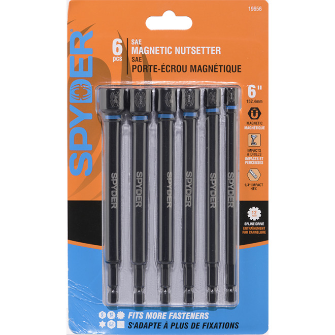 Spyder 6-Pack 6-in Steel Hex Nut Holder Set