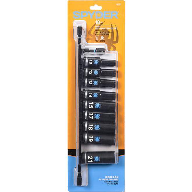 Spyder 10-Pack 1/4-in Standard Steel Deep Socket Set