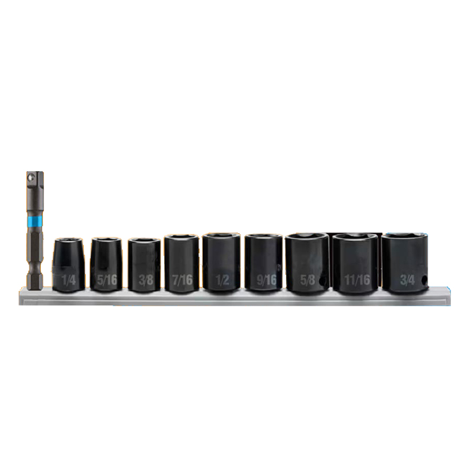 Spyder 10-Pack 3/8-in Standard Steel Deep Socket Set