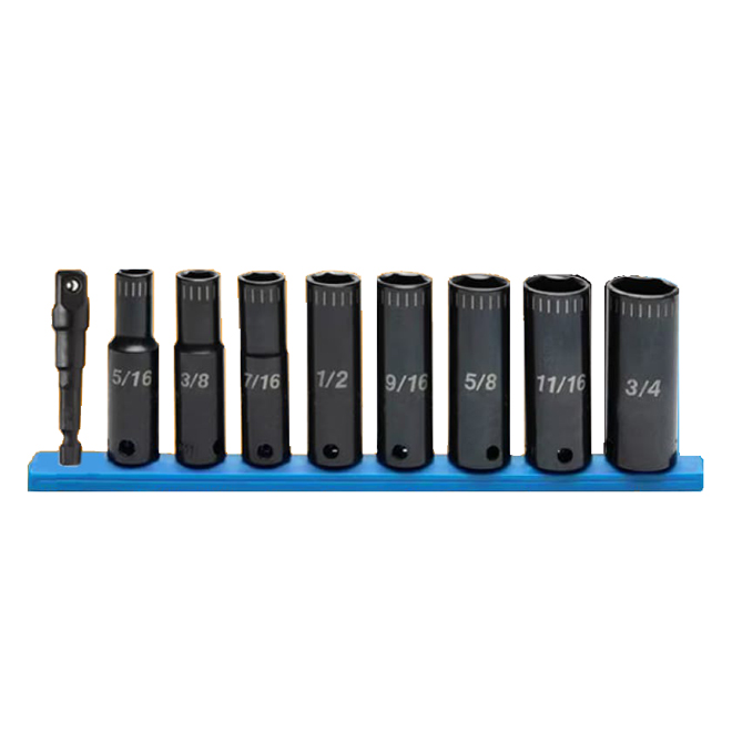 Spyder 9-Pack 3/8-in Standard Steel Deep Socket Set