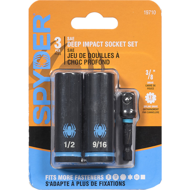Spyder 3-Pack 3/8-in Deep Socket Set