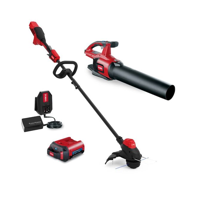 TORO String Trimmer and Leaf Blower Combo Kit 60V with 2.0 Ah Lithium-Ion Interchangeable Battery and Charger