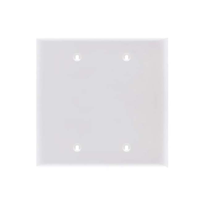 VALU+ Blank Wall Plate Standard-Sized 2-Gang in Glossy White Thermoplastic