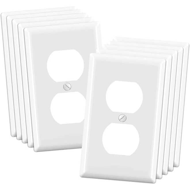 VALU+ Outlet Faceplate Standard-Sized 1-Gang in Glossy White Thermoplastic - Pack of 10