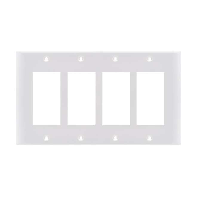 VALU+ Decorative Faceplate for Mid-Size 4-Gang Switch in Glossy White Thermplastic