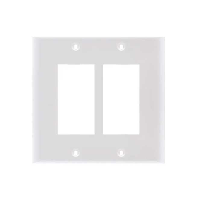 VALU+ Decorative Faceplate for Standard-Size 2-Gang Switch in Glossy White Thermplastic