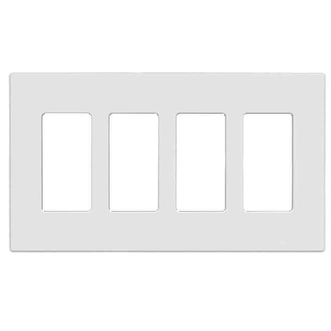 VALU+ Decorative Screwless Faceplate for Mid-Size 4-Gang Switch in Glossy White Thermplastic