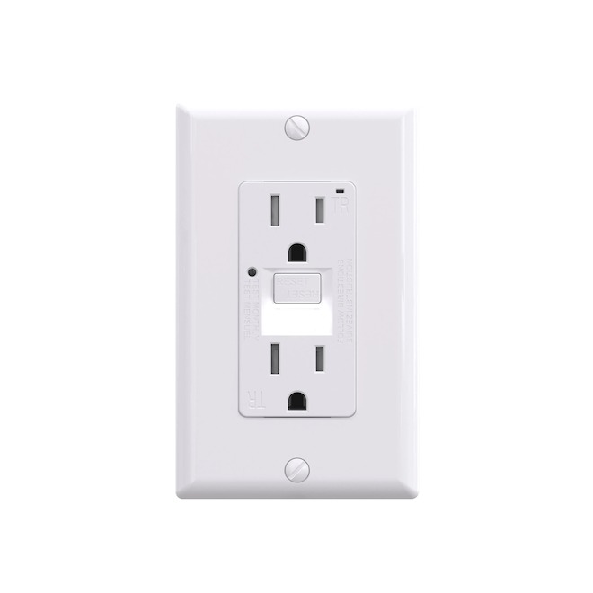 VALU+ Double GFCI Outlet 15 A 125 V with Night Light - White