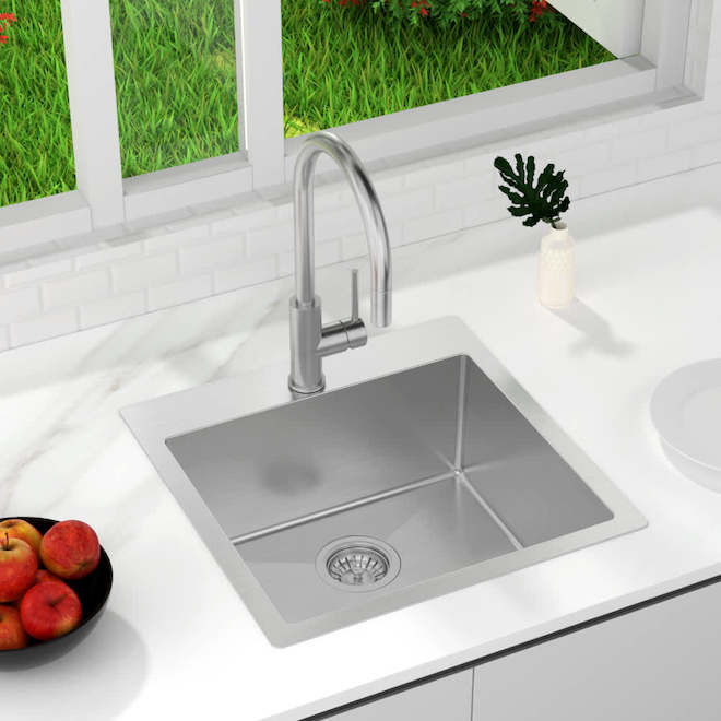 VALU+ Single Kitchen Sink in Stainless Steel 20 x 20 x 8-in