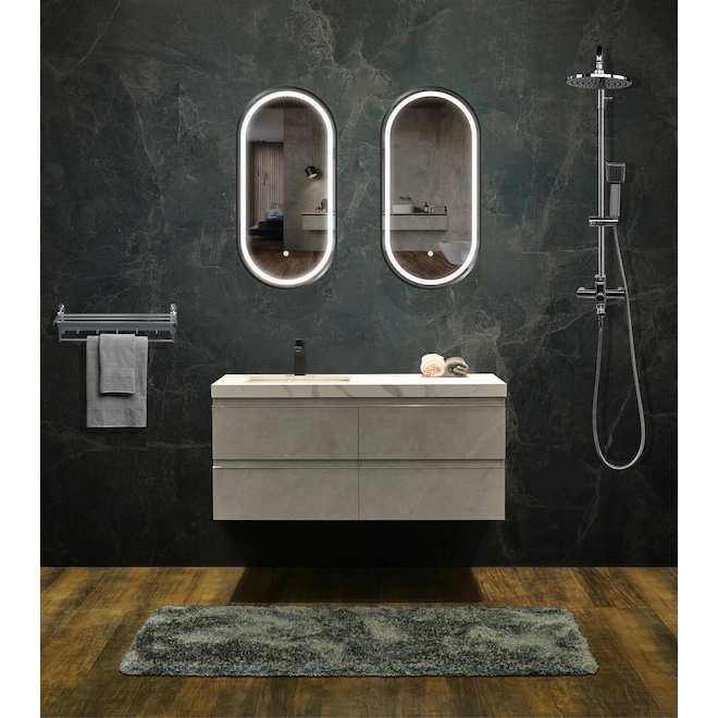 Landon & Co. Vanity Mirror with LED 18 x 36-in - Black