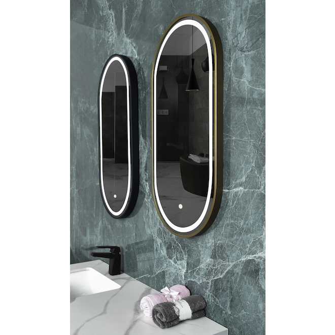 Landon & Co. Vanity Mirror with LED 18 x 36-in - Black