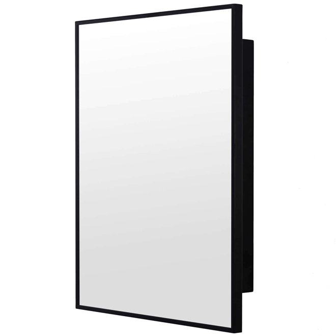 Landon & Co. Medecine Cabinet with 1 Rectangular Mirror Door 5.31 x 18 x 24-in - Black
