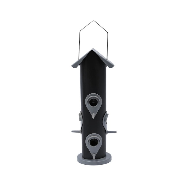 VALU+ Black Steel/Plastic 6-Opening Cylindrical Bird Feeder