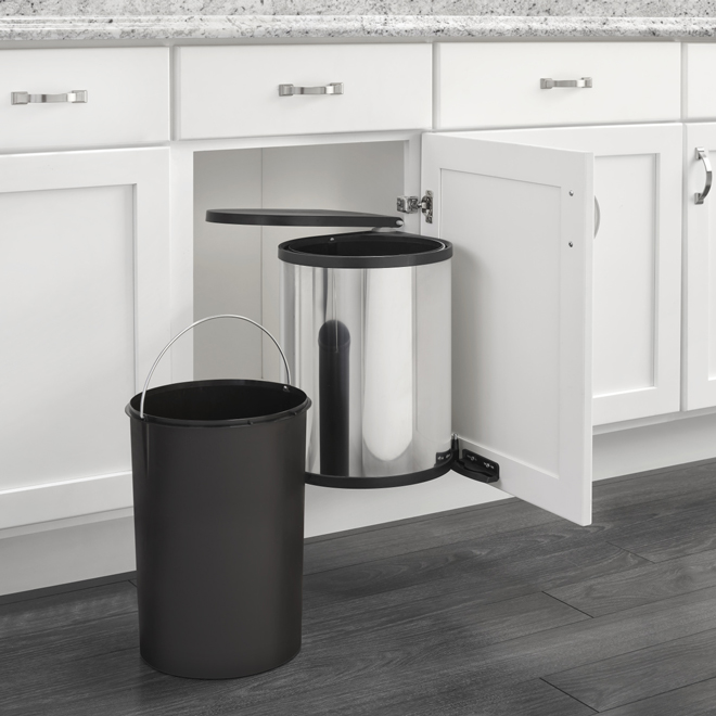 Rev-A-Shelf Pivot Waste Container in Stainless Steel - 15-L