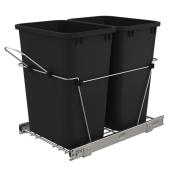 Rev-A-Shelf Set of 2 Black Waste Bins with Wire Bottom Sliding Tray - 25.5-L Each