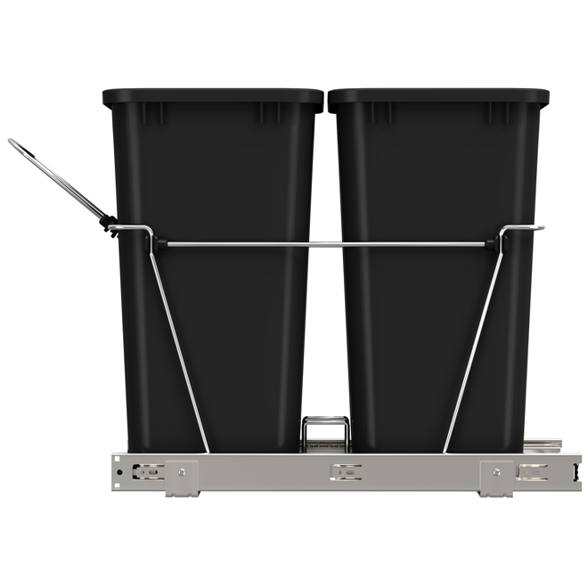 Ensemble de 2 poubelles noires sur base coulissante en fil métallique, 25,5 l chaque