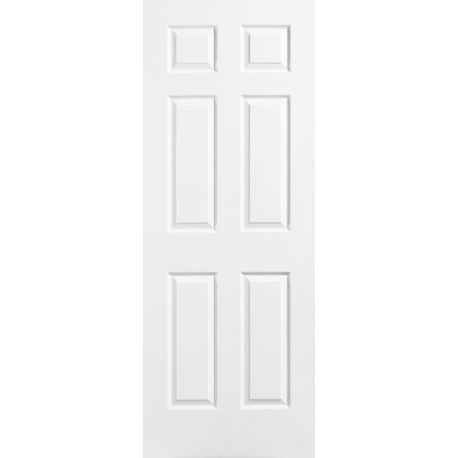METRIE Interior Door with 6 Panels in Primed MDF with Textured Finish - 30 x 80-in