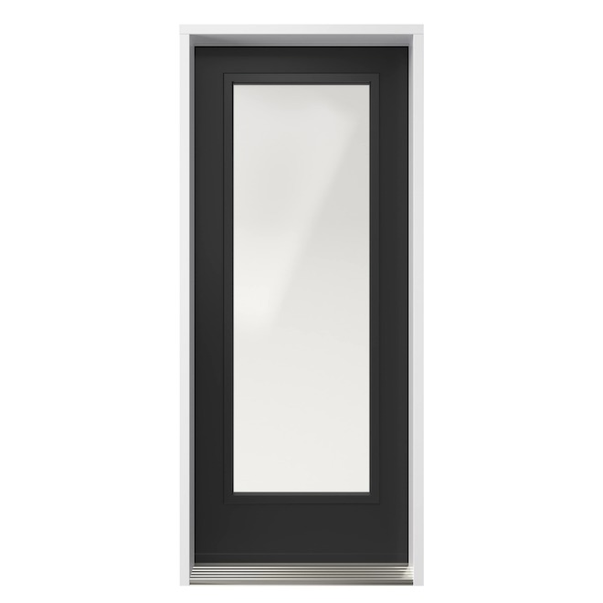 METRIE Entry Door in Steel with Righthand Swing and Full Lite Glass 34 x 80-in - Black
