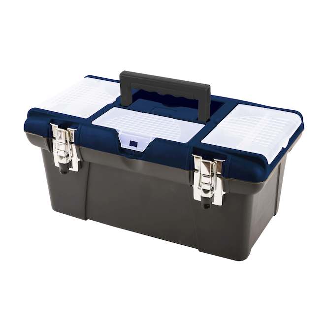 RONA Tool Box in Plastic with Compartments on Cover - 16-in
