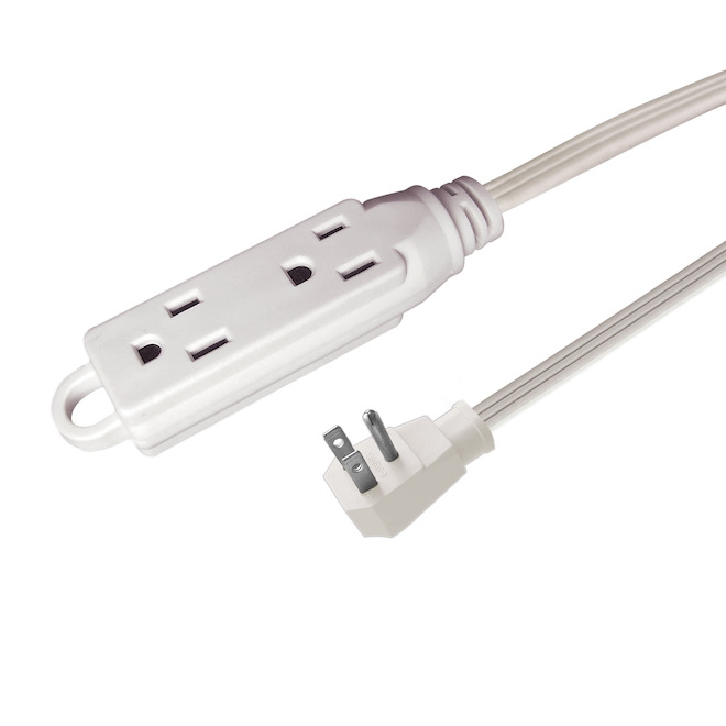 VALU+ Electric Extension Cord 4.5-m with 3 Outlets and Flat Plug - White