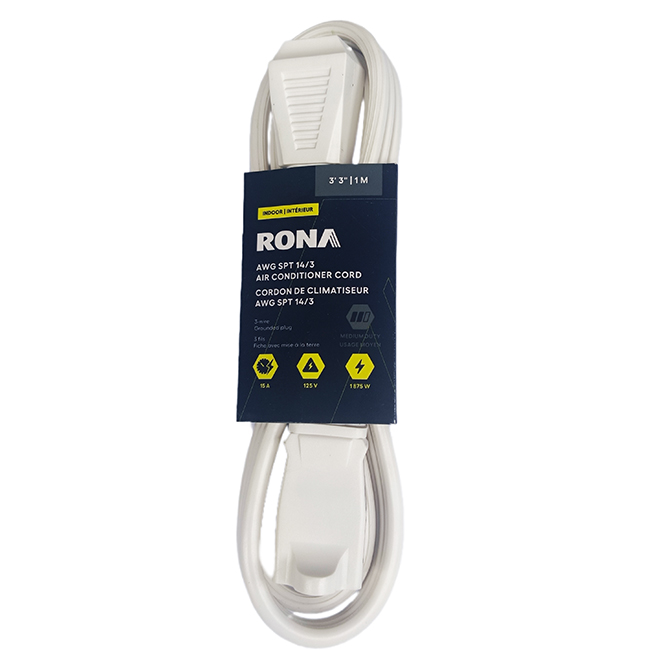 RONA Extension Cord 1-m with 1 Outlet for Home Appliances - White