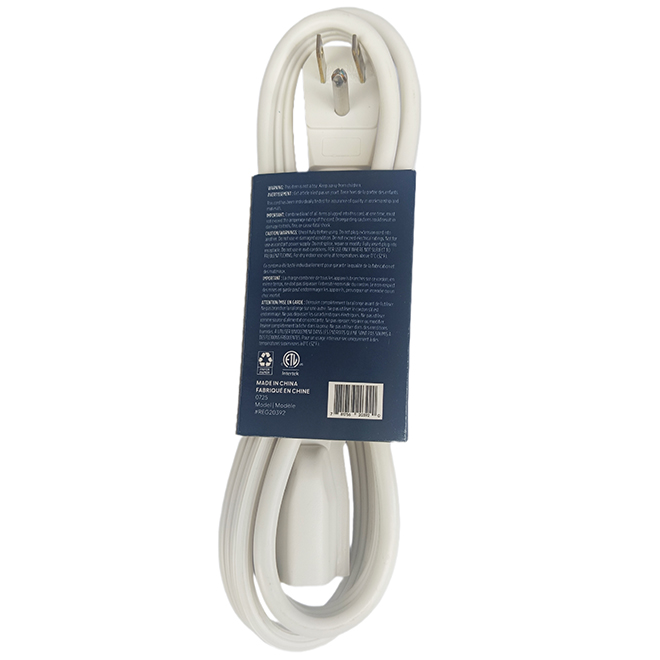 RONA Extension Cord 1-m with 1 Outlet for Home Appliances - White