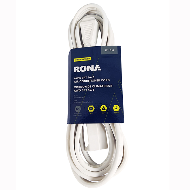 RONA Extension Cord 10-ft with 1 Outlet for Home Appliances - White