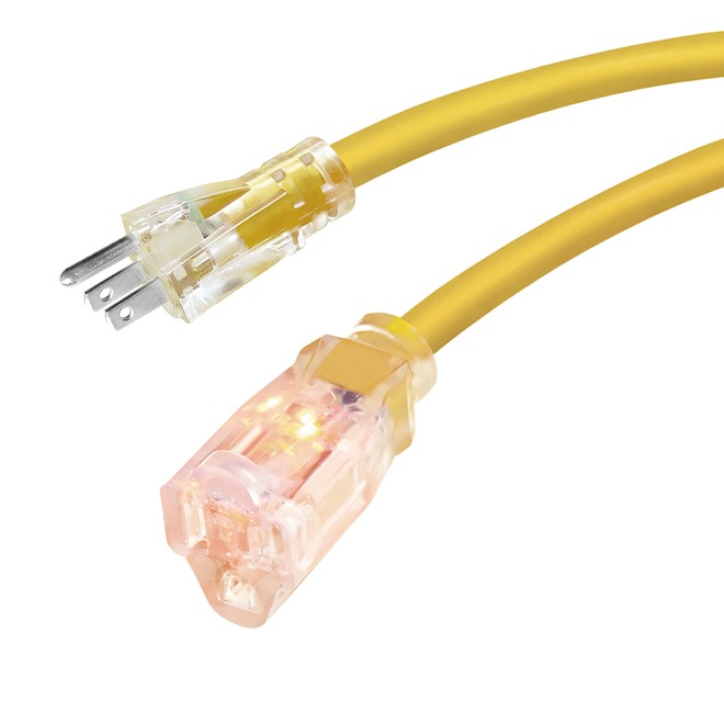 RONA Electric Extension Cord 15-m for Outdoors with Locking Connector - Yellow