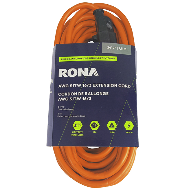 RONA Electric Cord 7.5-m with 1 Outlet for Outdoors - Orange
