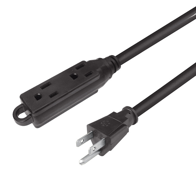 RONA Extension Cord for Indoors 5-m with 3 Outlets - Black