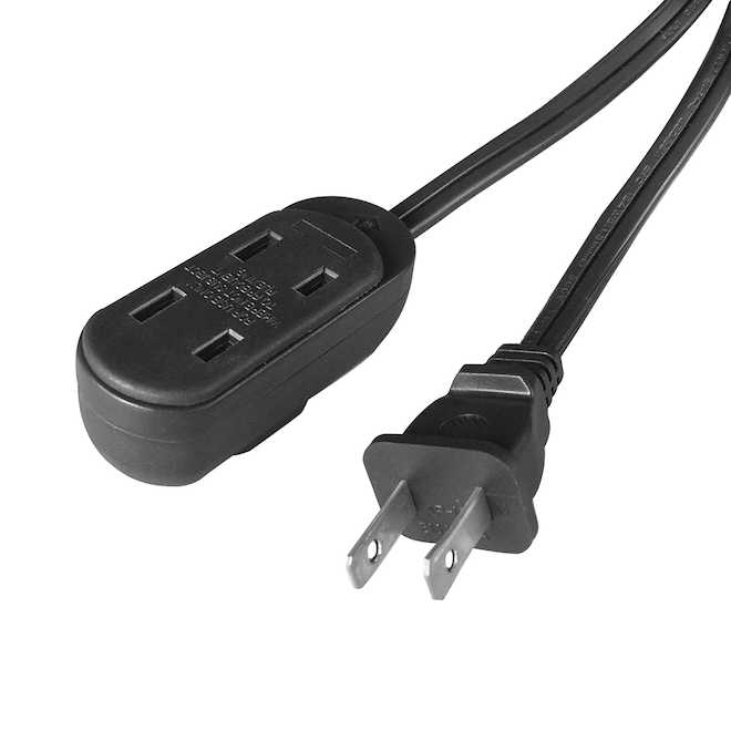 VALU+ Extension Cord 2-m with 3 Outlets and Built-In Outlet Safety Cover - Black