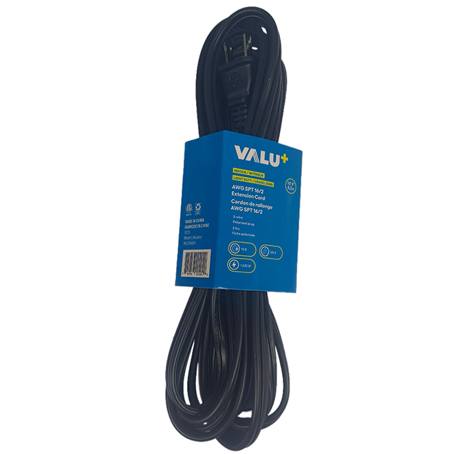 VALU+ Extension Cord 4.5-m with 3 Outlets and Built-In Outlet Safety Cover - Black