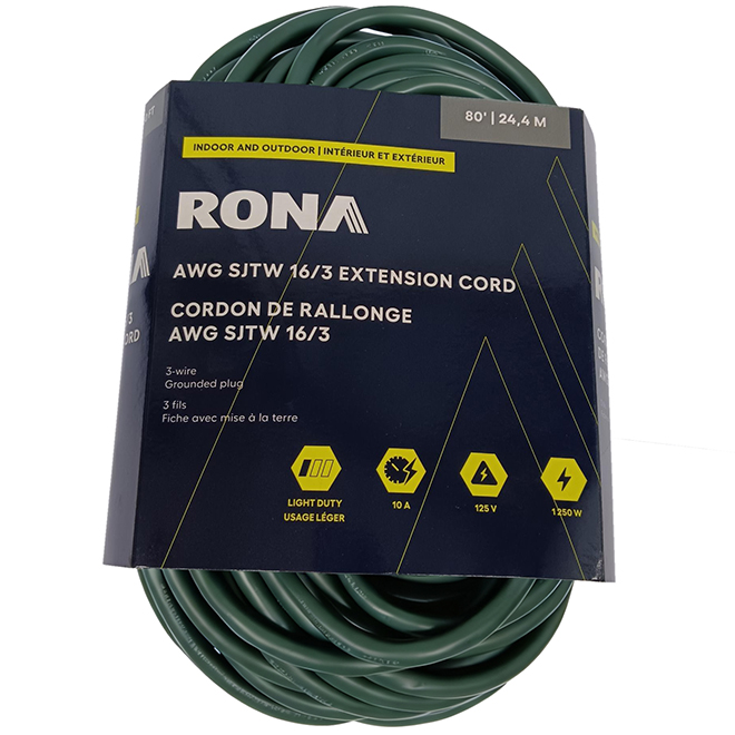 RONA Extension Cord for Indoors 80-ft with 1 Outlet - Green