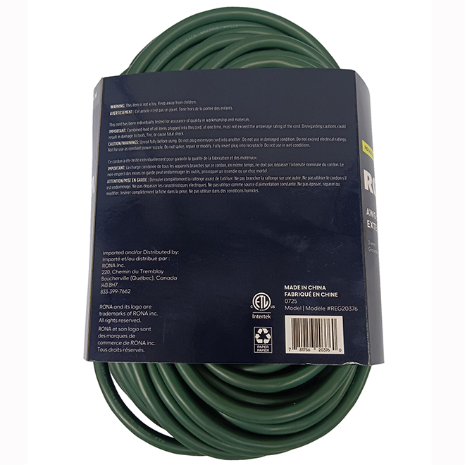 RONA Extension Cord for Indoors 80-ft with 1 Outlet - Green
