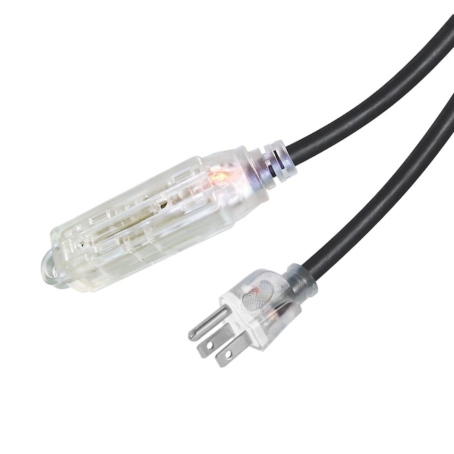 RONA Electric Cord 5-m with 3 Outlets and Lighted Ends for Outdoors - Black