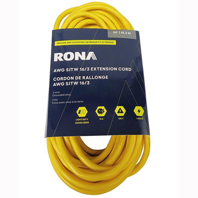 RONA Extension Cord for Indoors 50-ft with 1 Outlet - Yellow