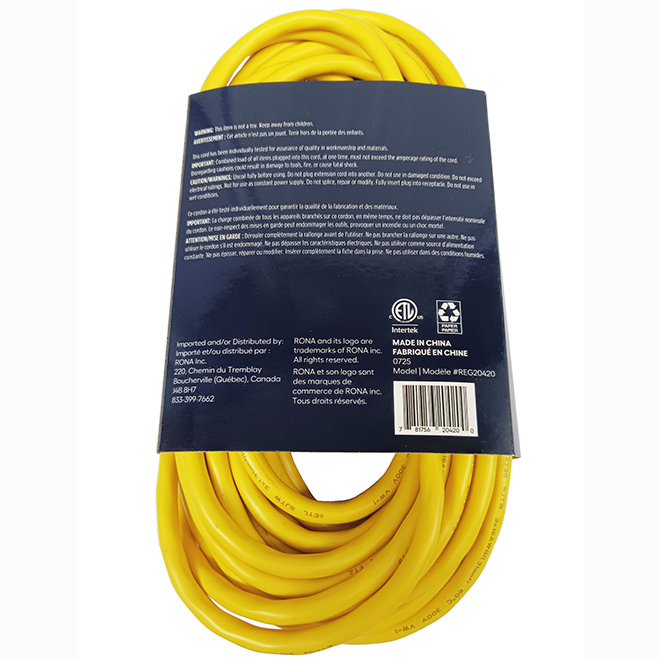 RONA Extension Cord for Indoors 50-ft with 1 Outlet - Yellow