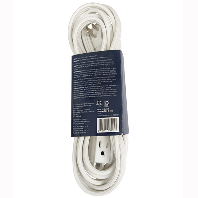 VALU+ Multi-Purpose Electric Extension Cord 4.5-m with 3 Outlets and Flat Plug - White