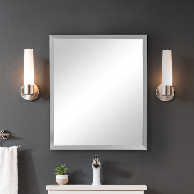 Foremost 24-in Rectangular Mirror with Metal Frame - Aluminum - Silver
