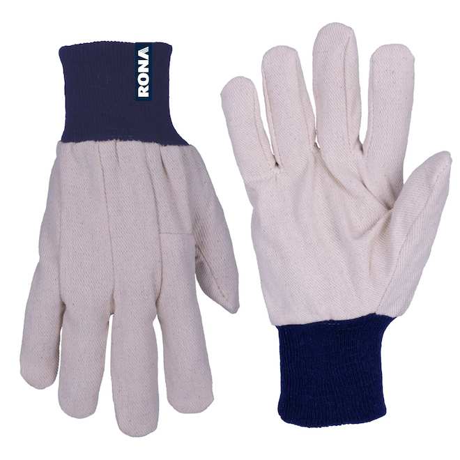 RONA Work Gloves for Men in Cotton Twill White Large - Pack of 6