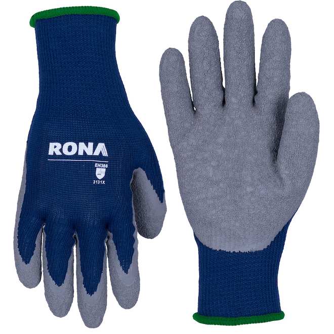 RONA Work Gloves for Men in Textured Latex Blue - Medium