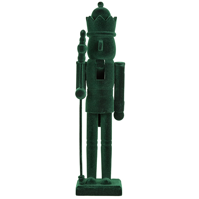 gry mattr Flocked Nutcracker 14-in - Green